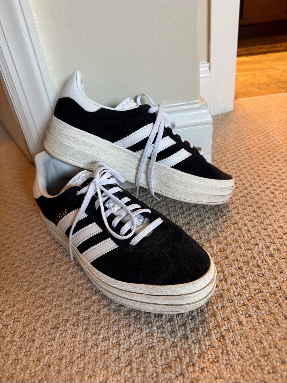 adidas Women's Black & White Platform Suede Sneakers